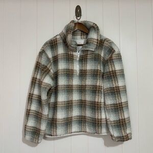 Lazy Sunday Plaid Fleece 1/4 Zip Pullover size XL